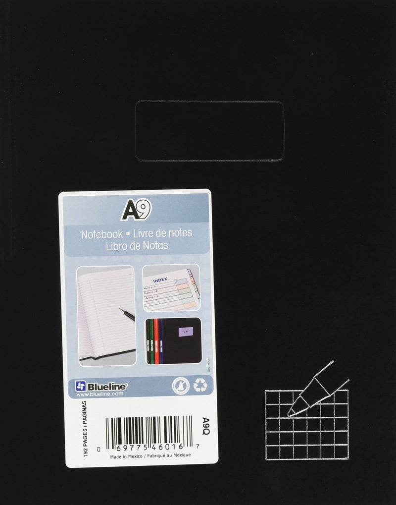 Blueline Business Notebook, Quad Ruled, Black, 9.25 x 7.25 inches, 192 Pages (A9Q)